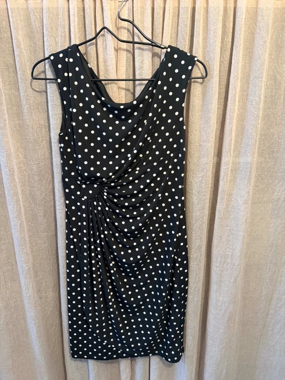 connected apparel Black and White Polka Dot Sleeveless Midi Dress